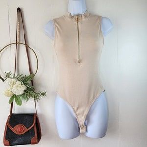 Lizette Collection Ivory Sleeveless Bodysuit Size Medium